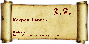 Korpos Henrik névjegykártya